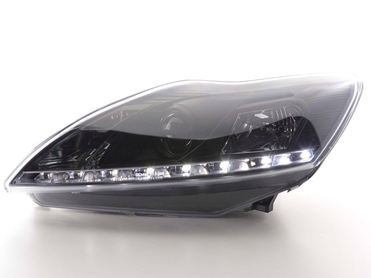 Headlight set Daylight LED DRL look Ford Focus 4/5-door 05-08 black