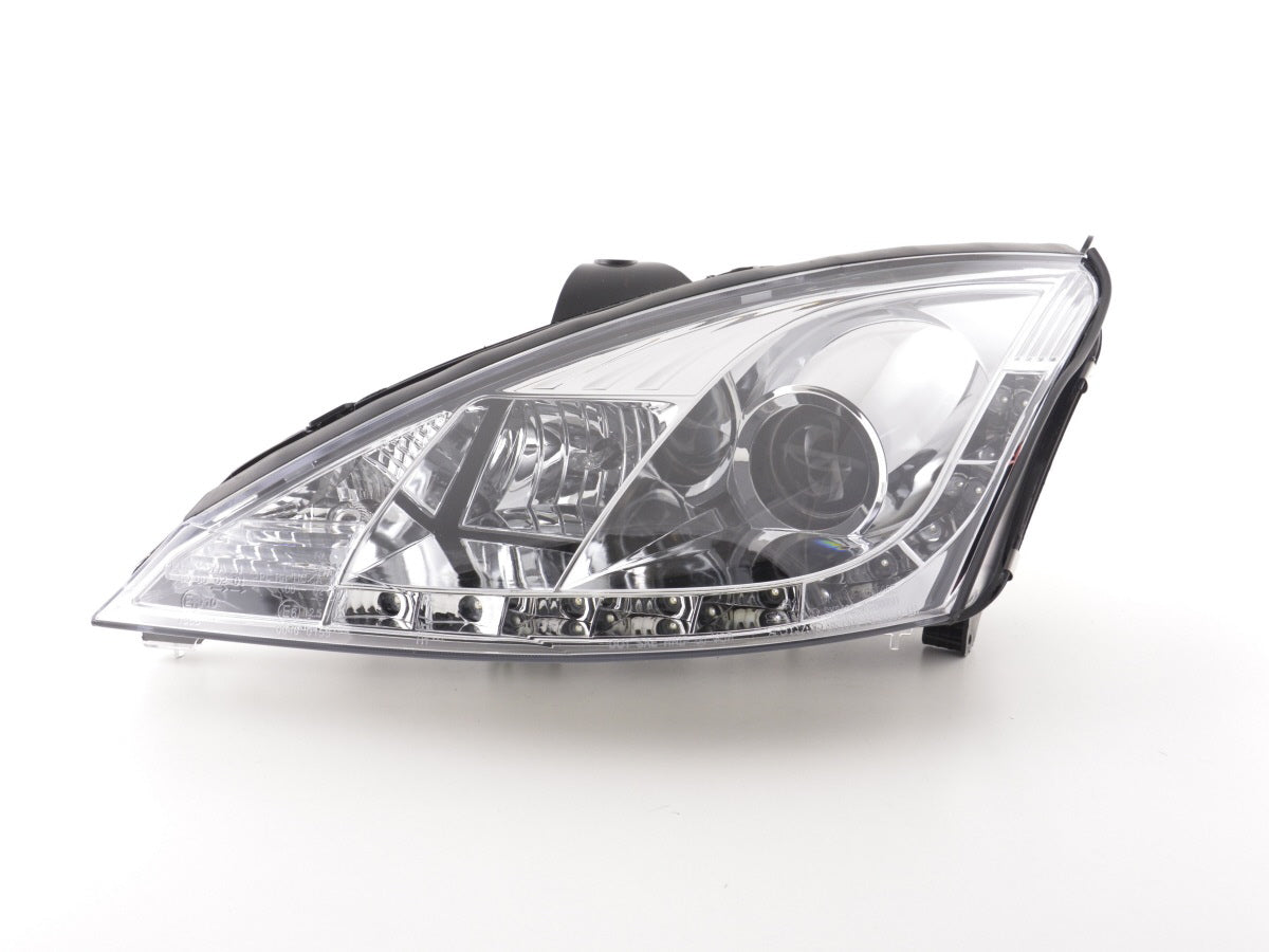 Scheinwerfer Set Daylight LED TFL-Optik Ford Focus 3/4/5-trg.  01-04 chrom für Rechtslenker