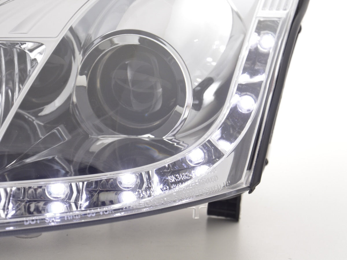 Scheinwerfer Set Daylight LED TFL-Optik Ford Focus 3/4/5-trg.  01-04 chrom für Rechtslenker