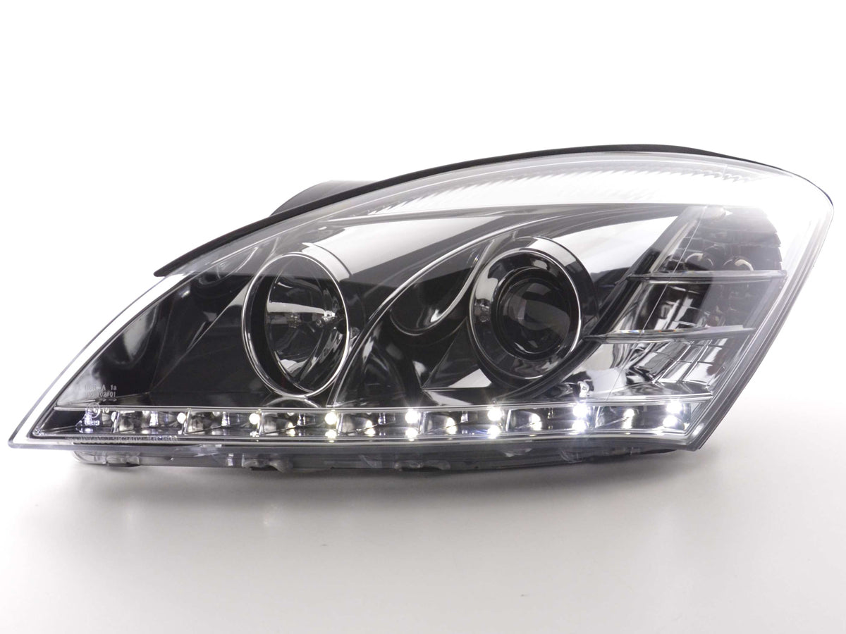Headlight set Daylight LED DRL look Mercedes S-Class W220 02-05 black