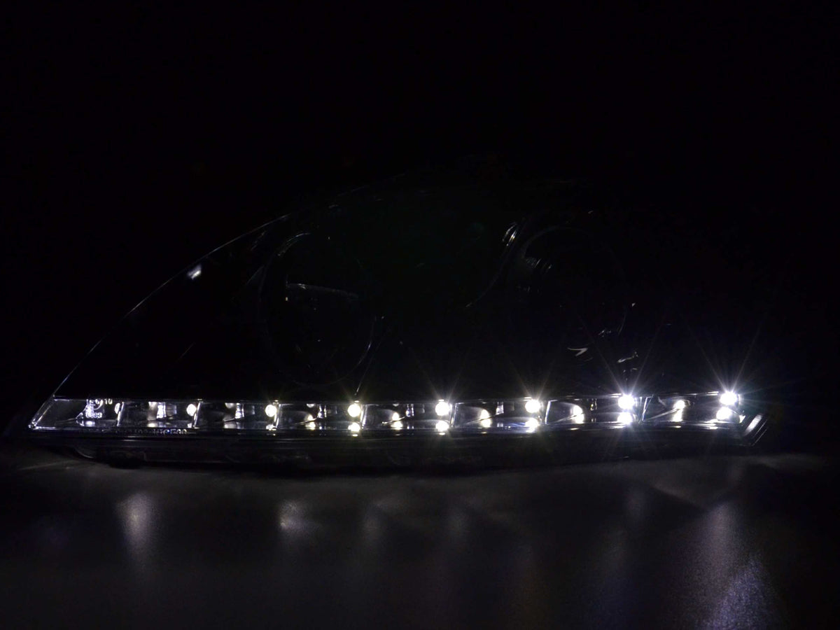 Headlight set Daylight LED DRL look Mercedes S-Class W220 02-05 black