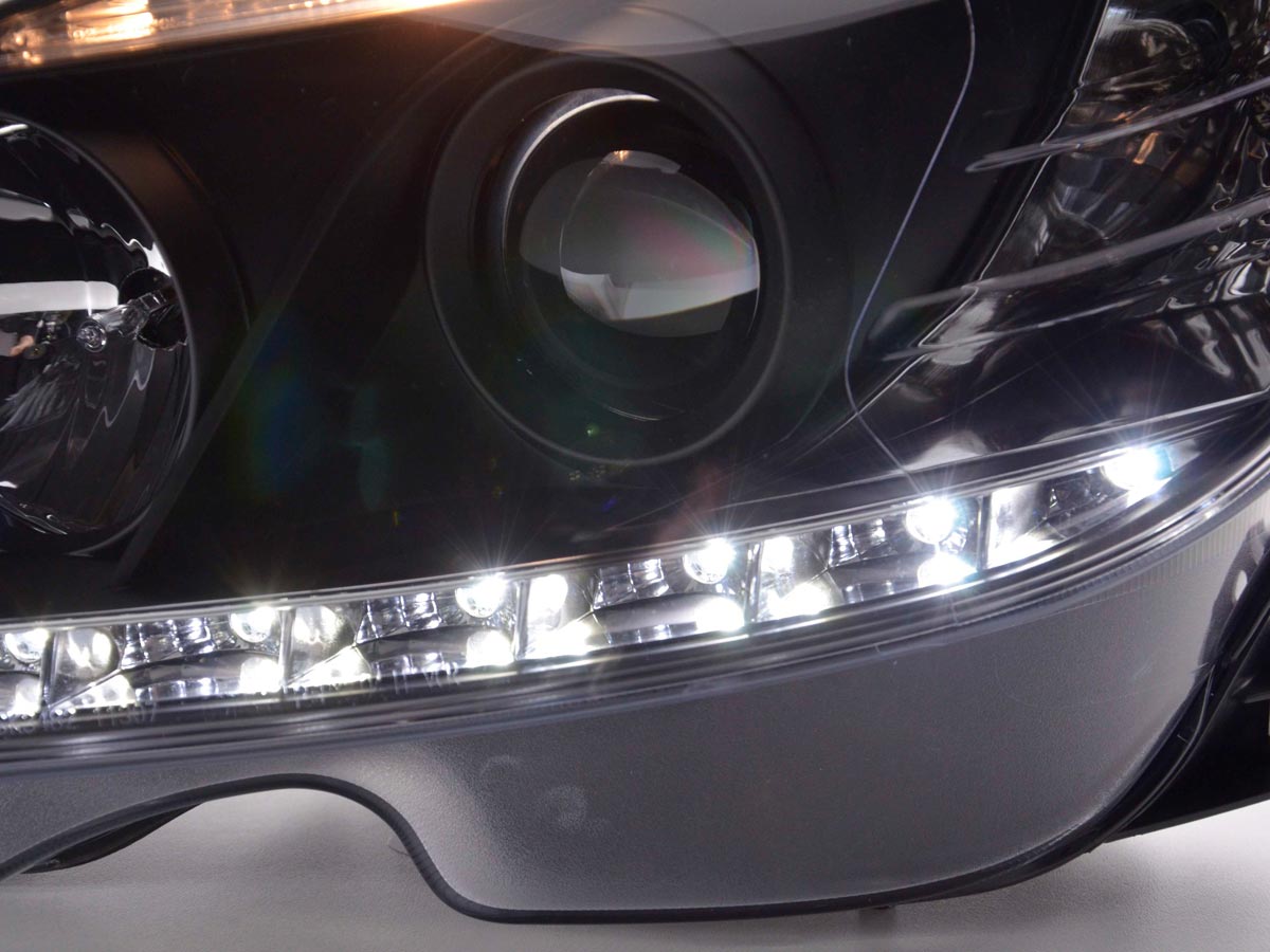 Headlight set Daylight LED DRL look Mercedes C-Class Type W204 07-10 black