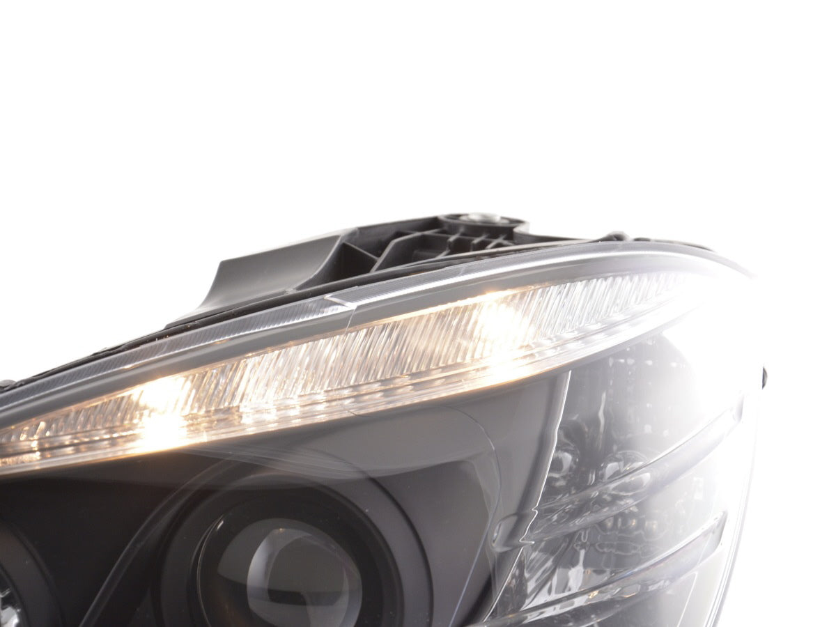 Headlight set Daylight LED DRL look Mercedes C-Class W204 07-10 black