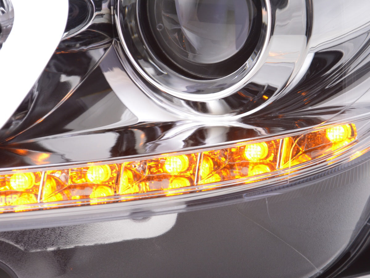 Headlight set Daylight LED DRL look Mercedes C-Class W204 11-14 chrome
