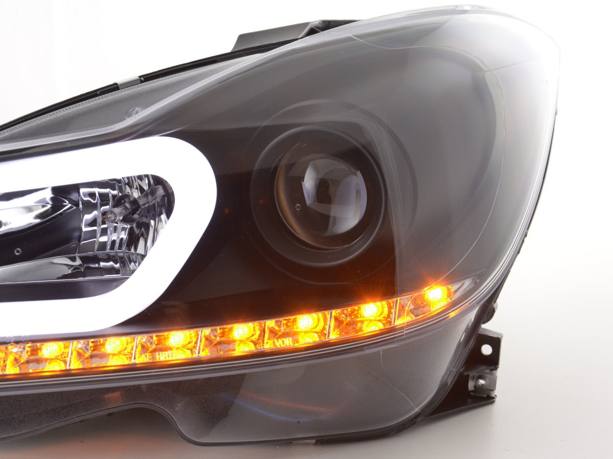 Headlight set Daylight LED DRL look Mercedes C-Class W204 11-14 black