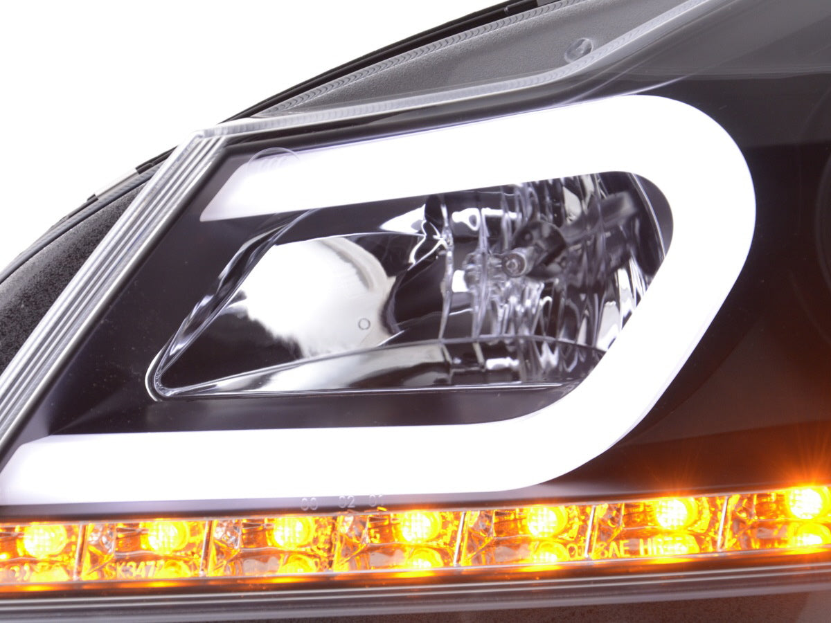 Headlight set Daylight LED DRL look Mercedes C-Class W204 11-14 black