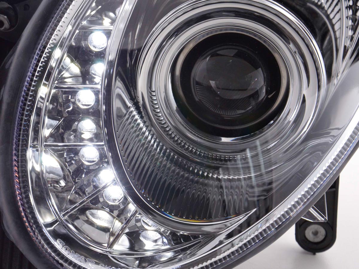 Headlight set Daylight LED DRL look Mercedes E-Class 211 02-06 chrome