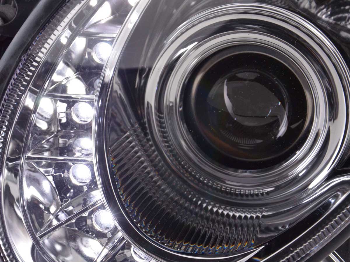 Headlight set Daylight LED DRL look Mercedes E-Class type W211 02-06 chrome