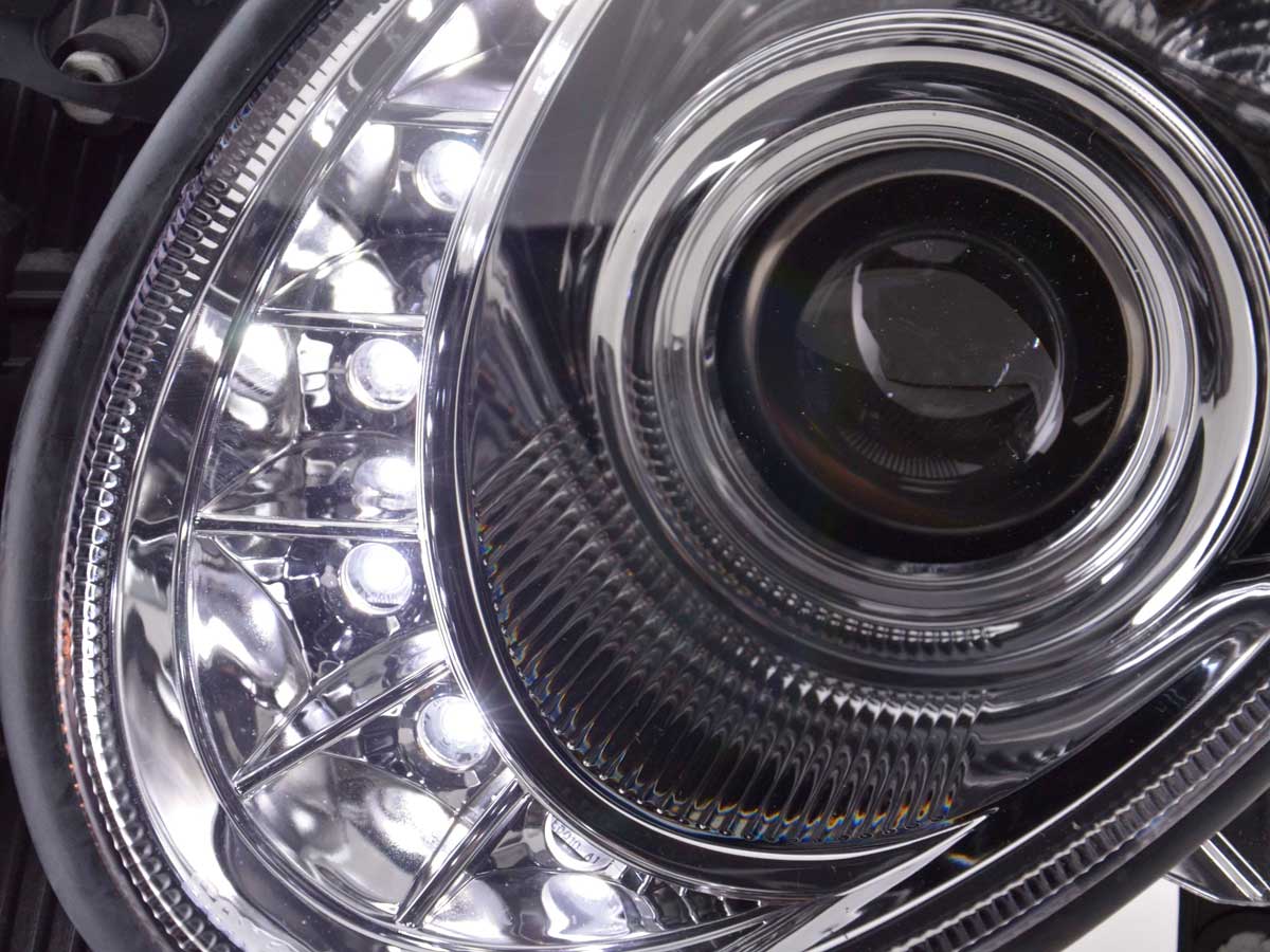 Headlight set Daylight LED DRL look Mercedes E-Class type W211 02-06 chrome
