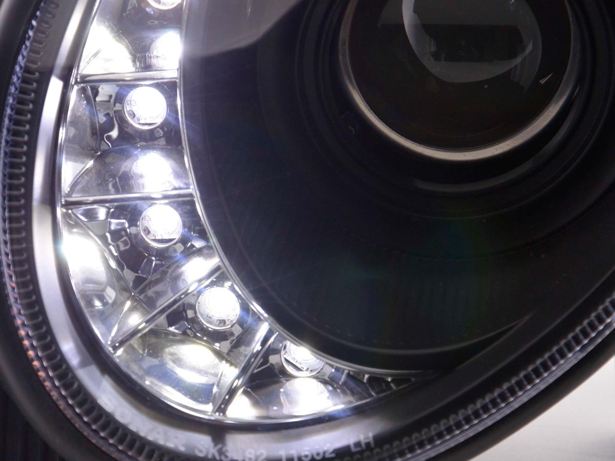 Headlight set Daylight LED DRL look Mercedes E-Class type W211 02-06 black