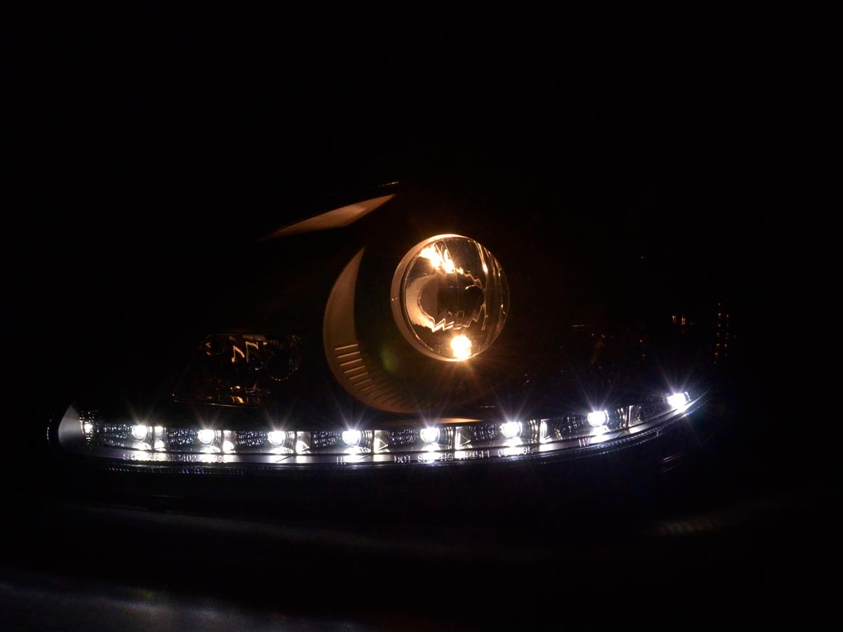 Headlight set Daylight LED DRL look Mini Cooper Type R50 01-06 chrome