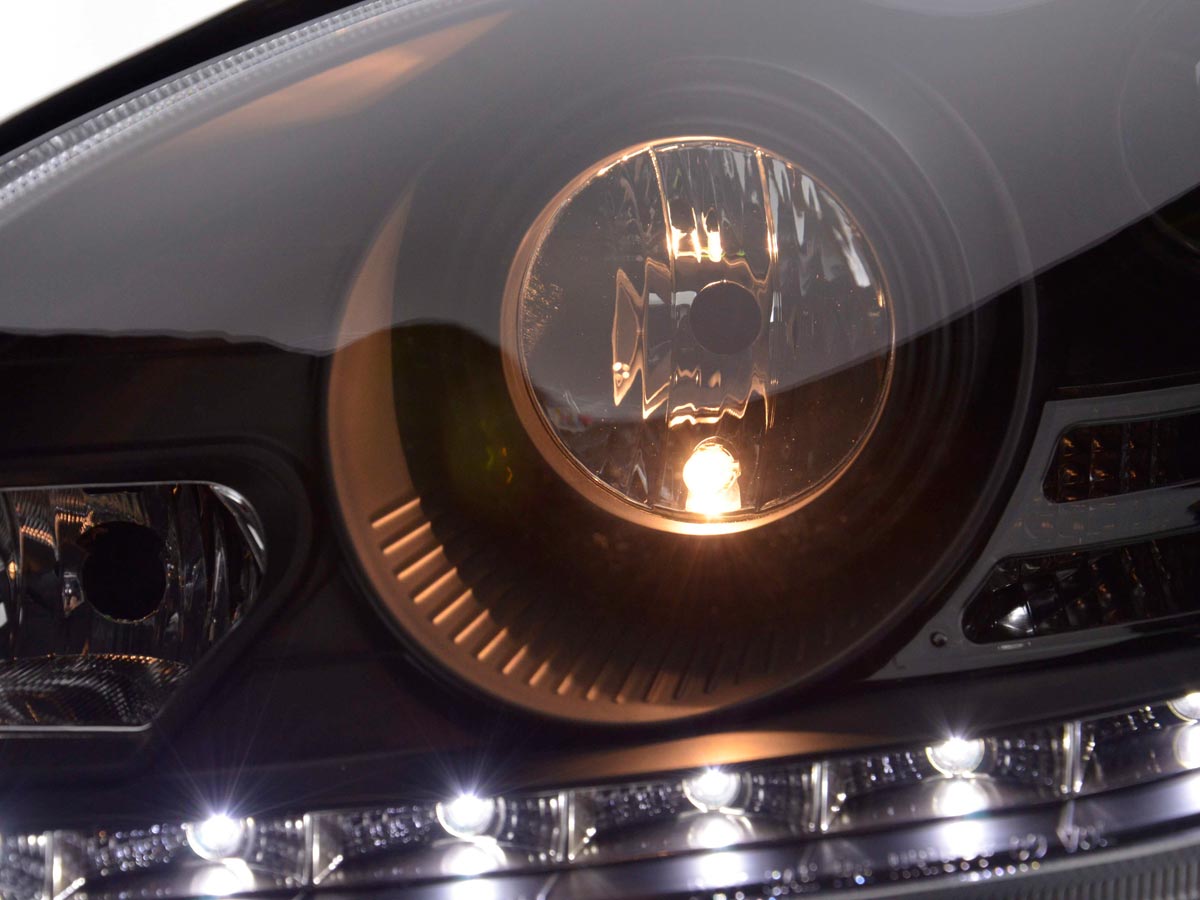 Headlight set Daylight LED DRL look Mercedes S-Class W220 02-05 black