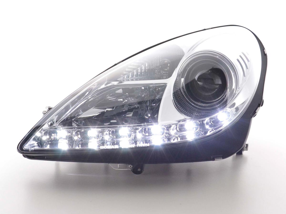 Headlight set Daylight LED DRL look Mercedes SLK 171 04-11 chrome
