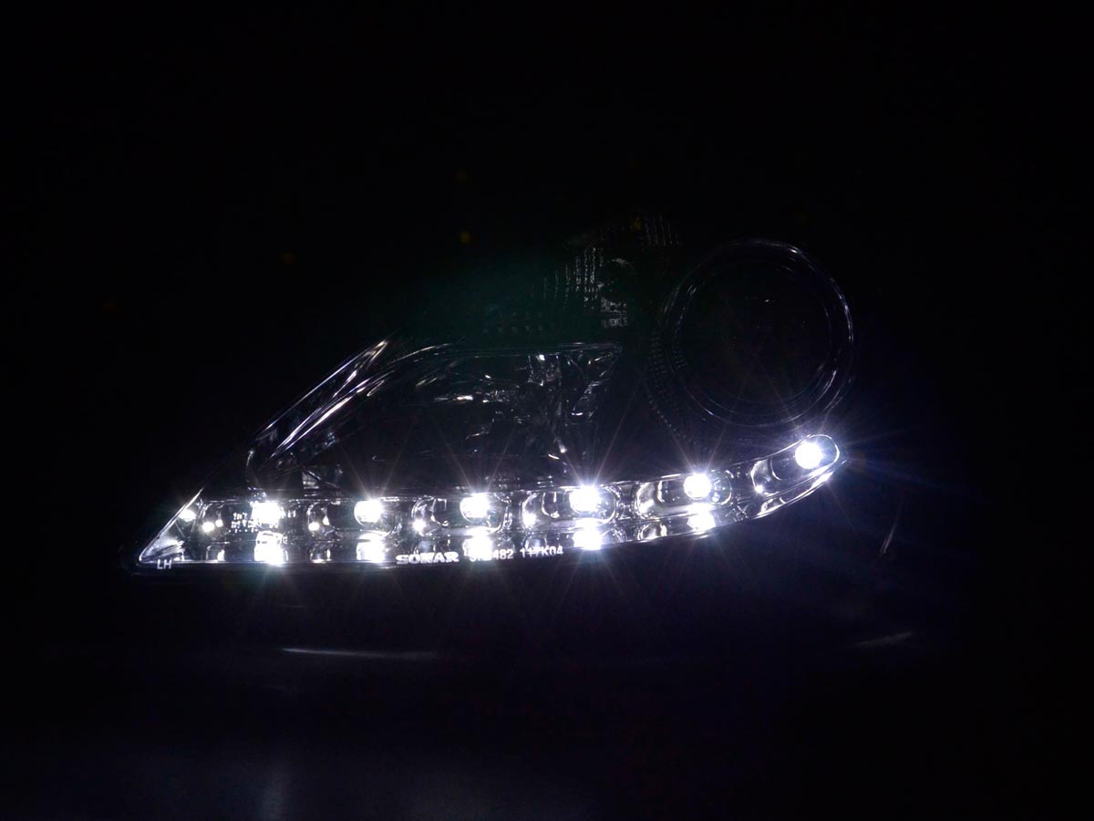 Headlight set Daylight LED DRL look Mercedes SLK 171 04-11 chrome