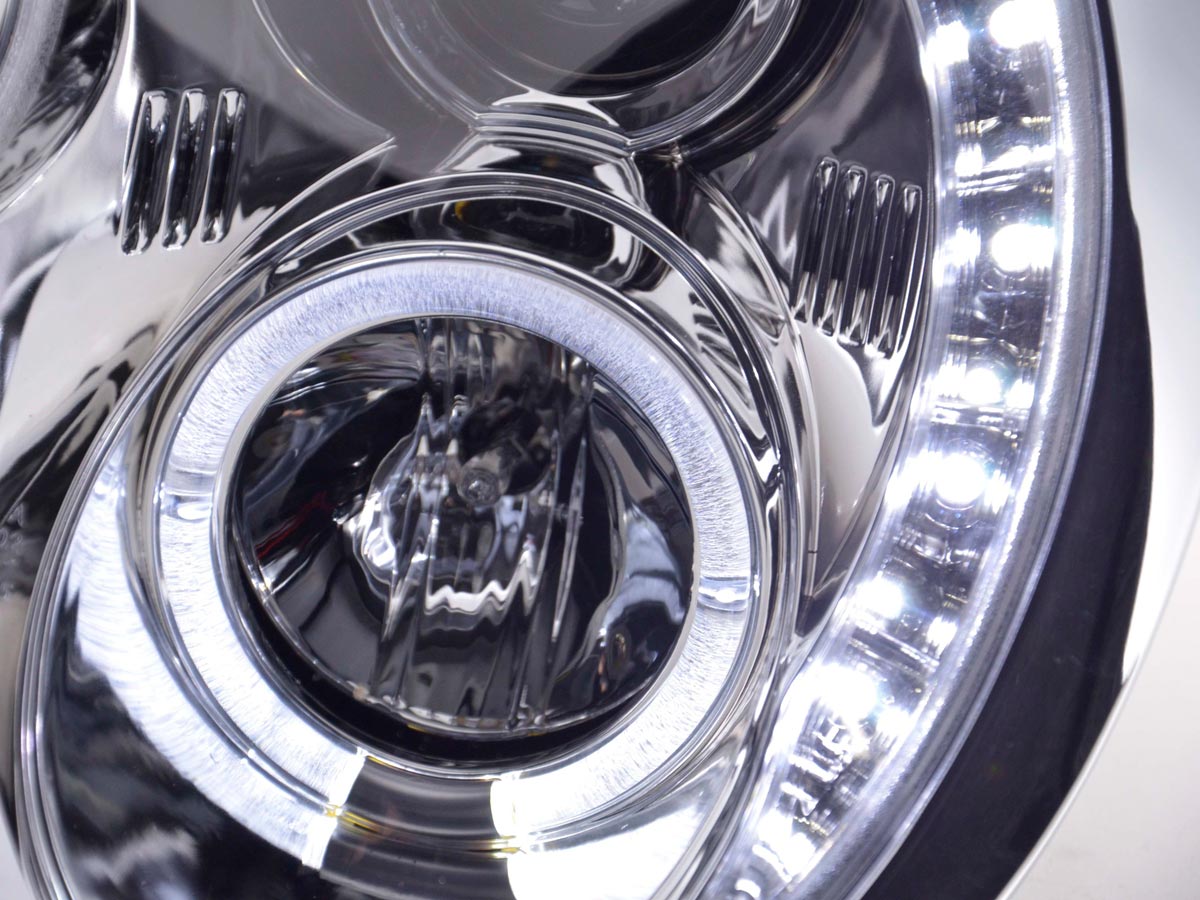 Headlight set Daylight LED DRL look Mini Cooper Type R50 01-06 chrome