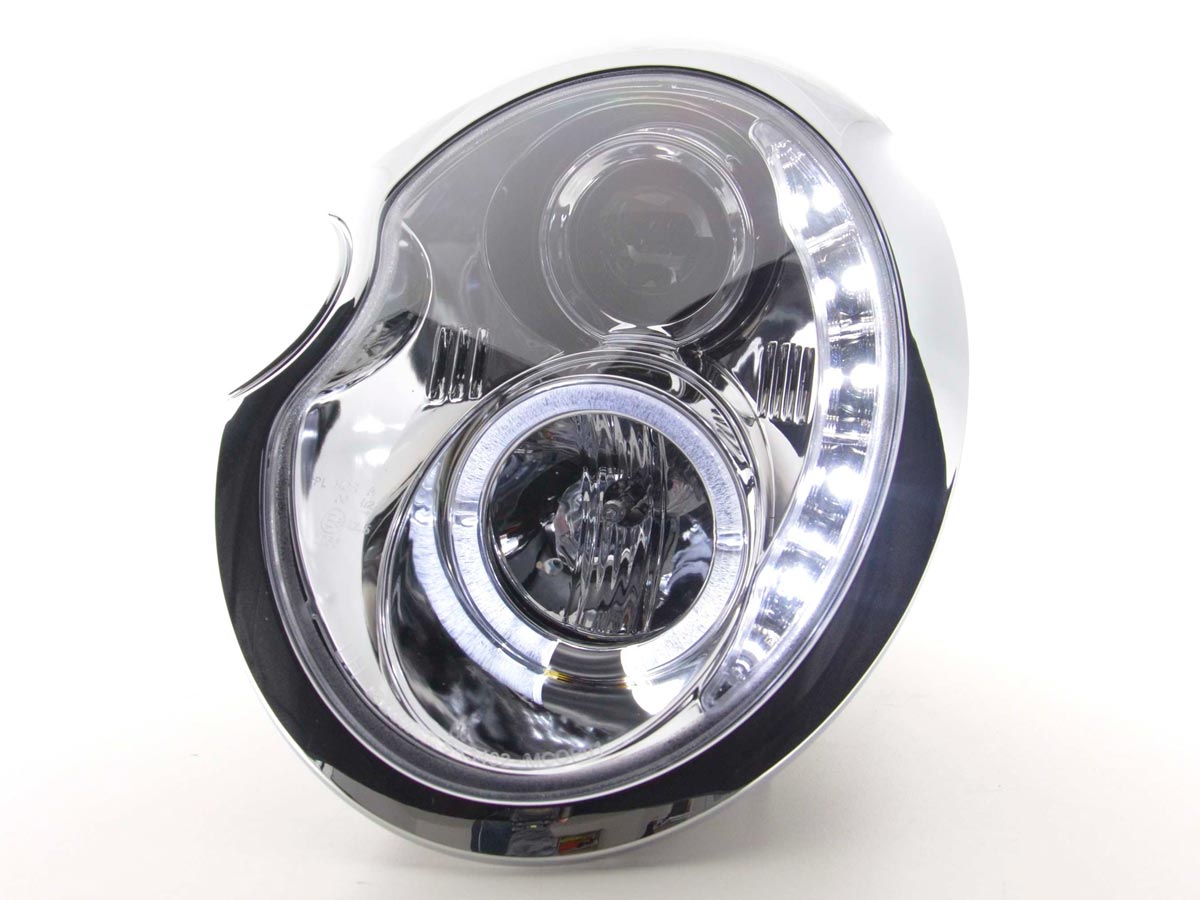 Headlight set Daylight LED DRL look Mini Cooper Type R50 01-06 black