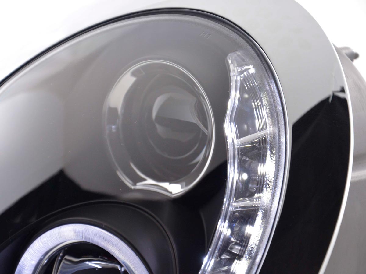 Headlight set Daylight LED DRL look Mini Cooper Type R50 01-06 black