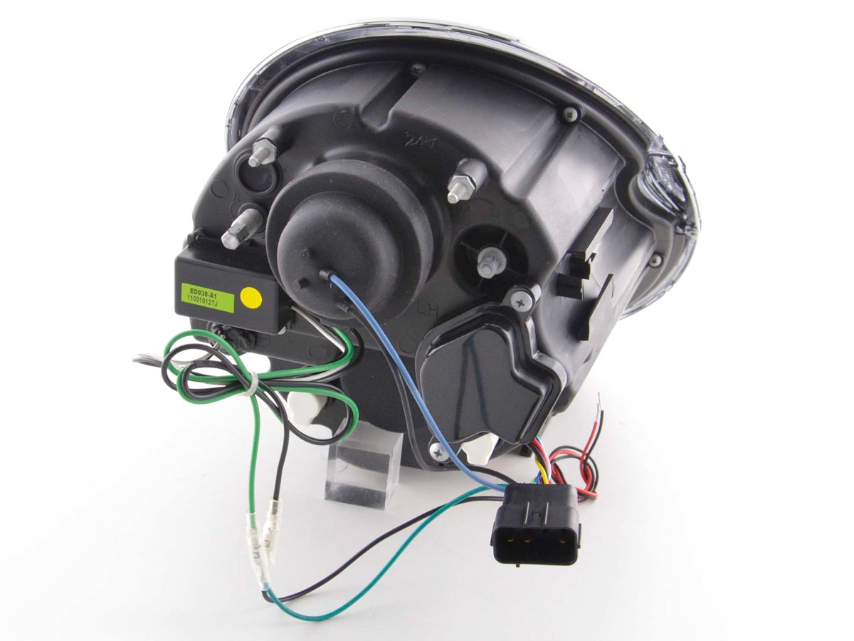 Headlight set Daylight LED DRL look Mini Cooper Type R50 01-06 black