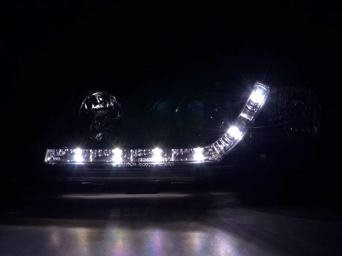 Headlight set Daylight LED DRL look Opel Corsa B 94-00 black