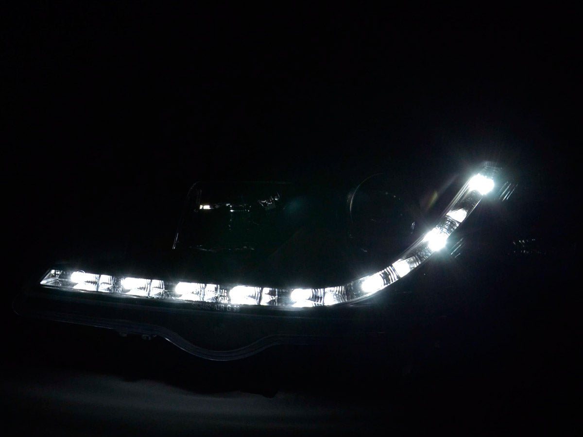 Headlight set Daylight LED DRL look Opel Corsa B 94-00 chrome