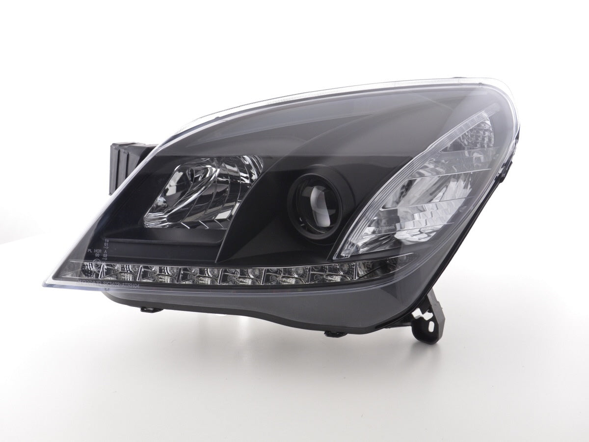 Scheinwerfer Set Daylight LED TFL-Optik Opel Astra H  04-10 schwarz für Rechtslenker