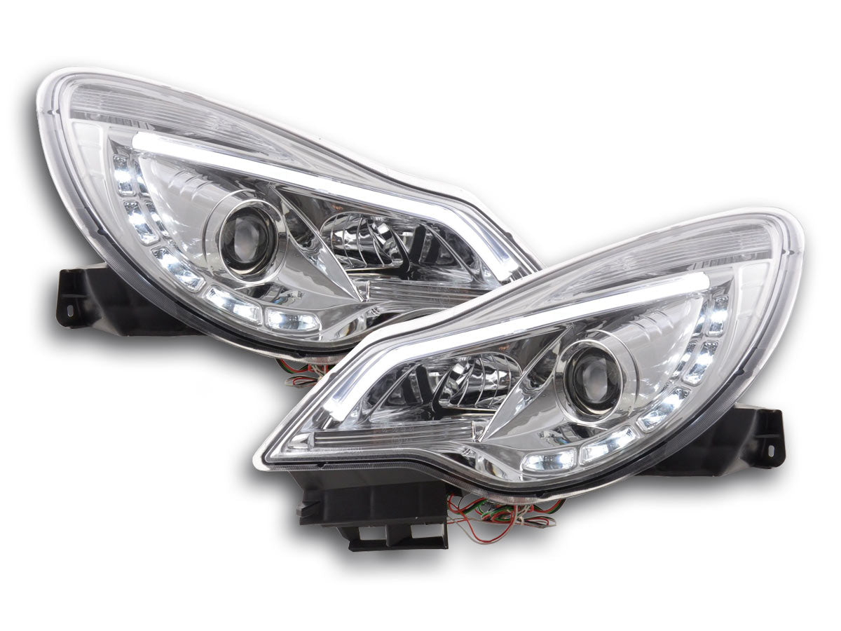 Headlight Set Daylight LED daytime running light Opel Corsa D from 2011 chrome