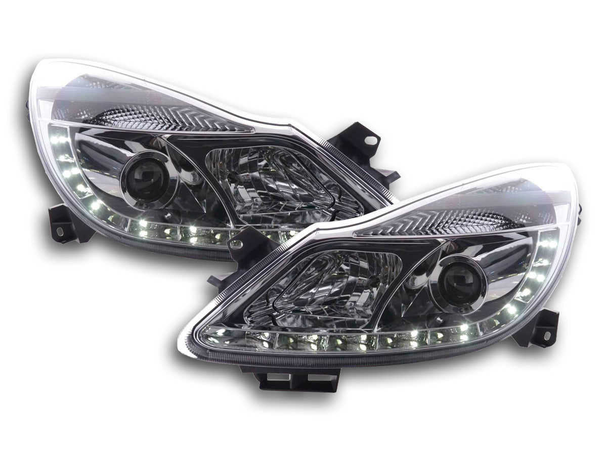 Headlight set Daylight LED DRL look Opel Tigra 95-03 chrome