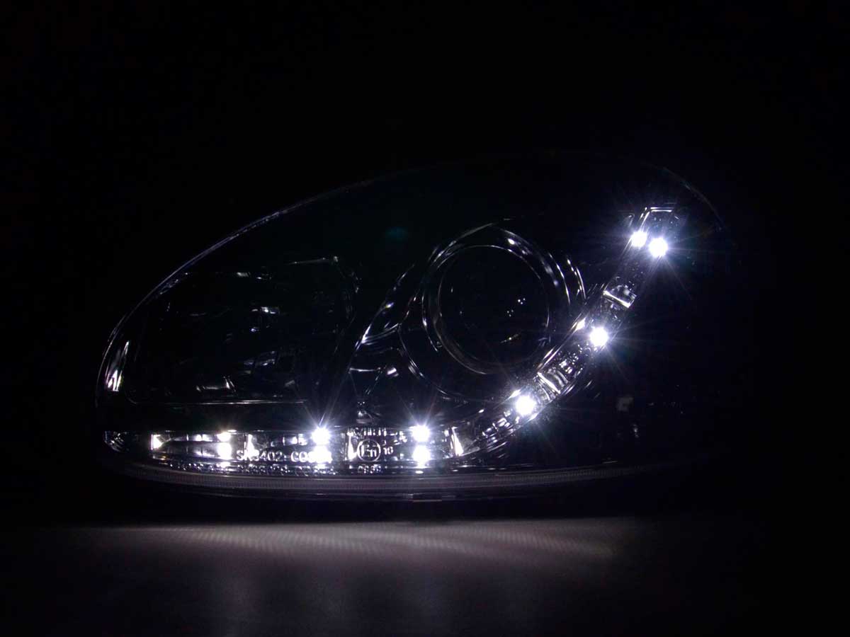 Headlight set Daylight LED DRL look Opel Corsa C 01-06 black