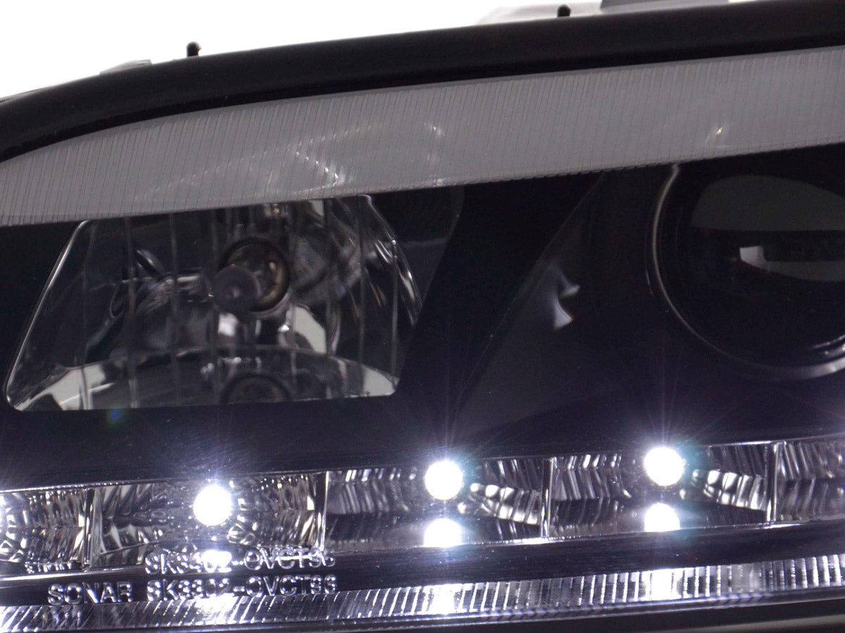 Headlight set Daylight LED DRL look Opel Vectra B 99-02 black