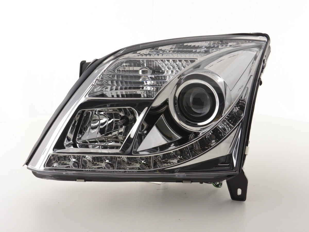 Headlight set Daylight LED DRL look Opel Vectra C 02-05 chrome