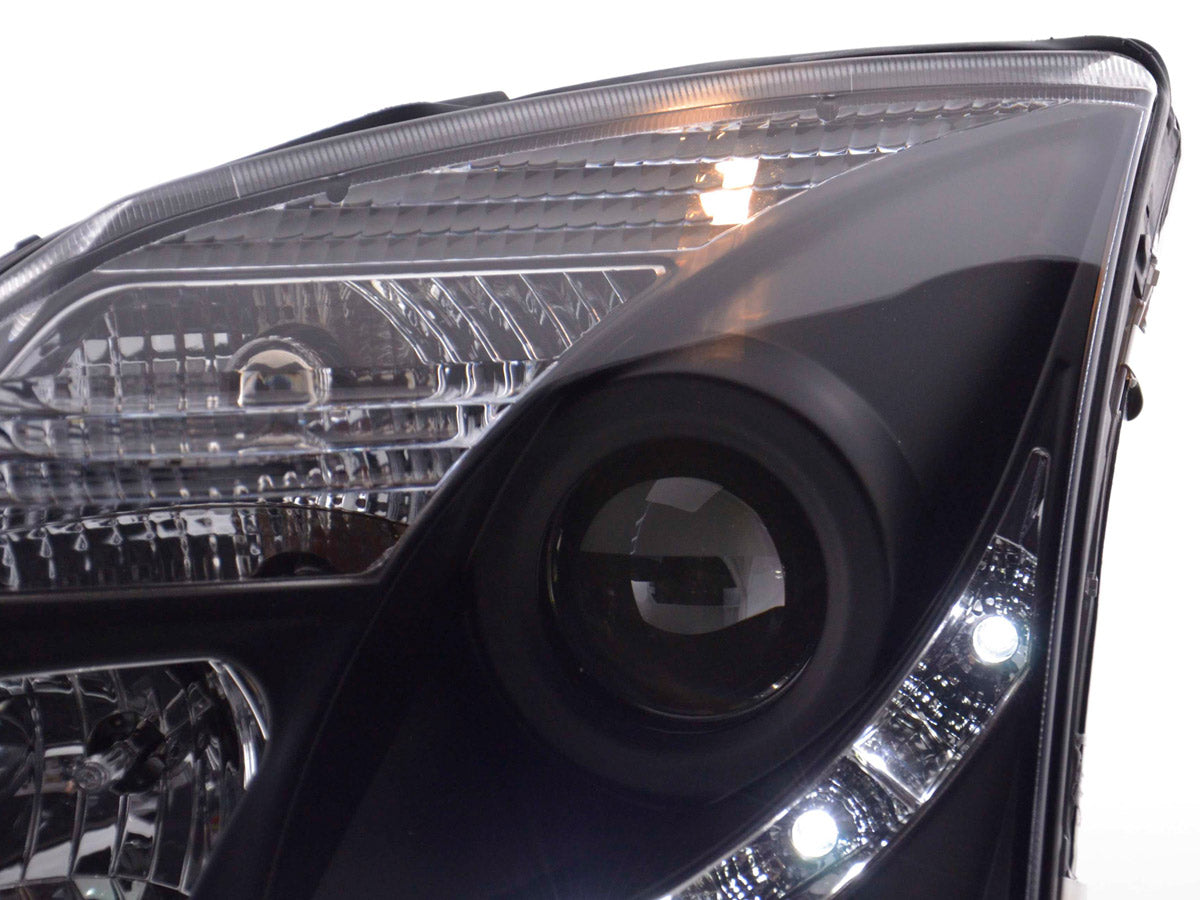 Headlight set Daylight LED DRL look Opel Vectra C 02-05 black