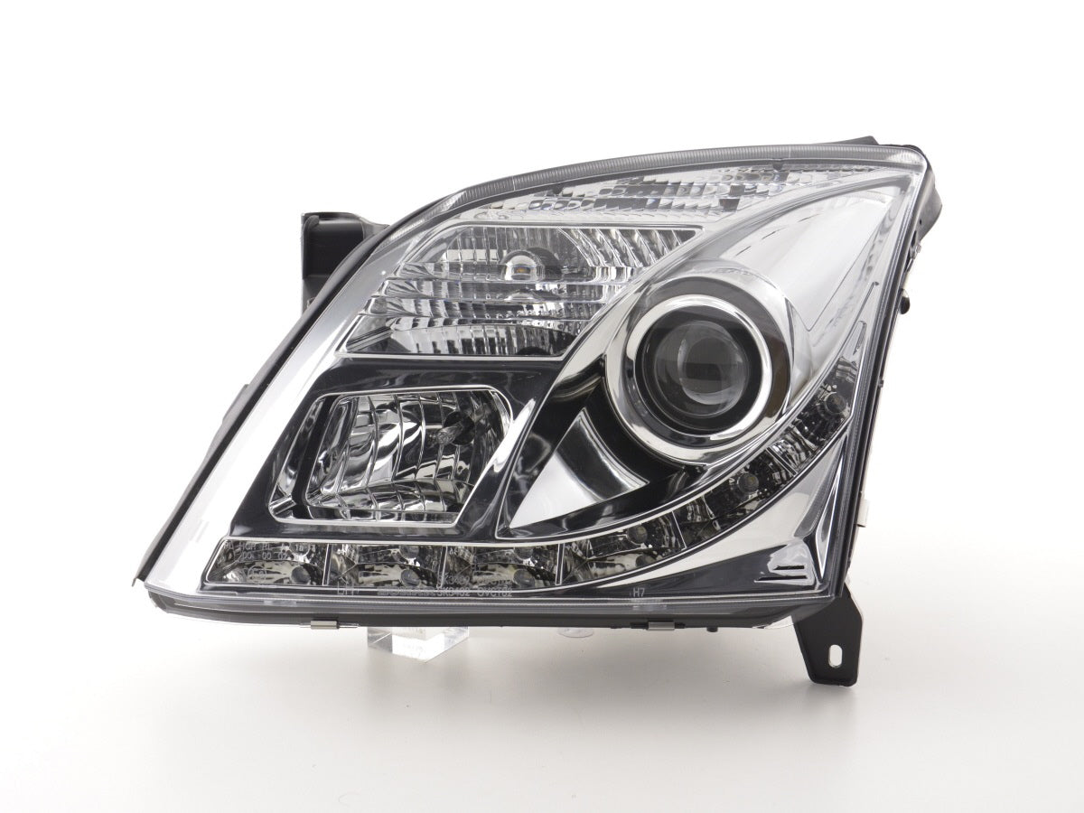 Scheinwerfer Set Daylight LED TFL-Optik Opel Vectra C  02-05 chrom für Rechtslenker