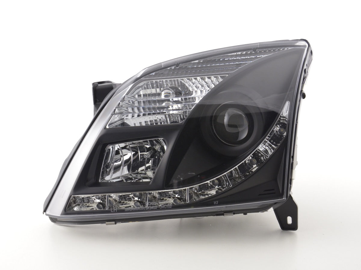 Scheinwerfer Set Daylight LED TFL-Optik Opel Vectra C  02-05 schwarz für Rechtslenker