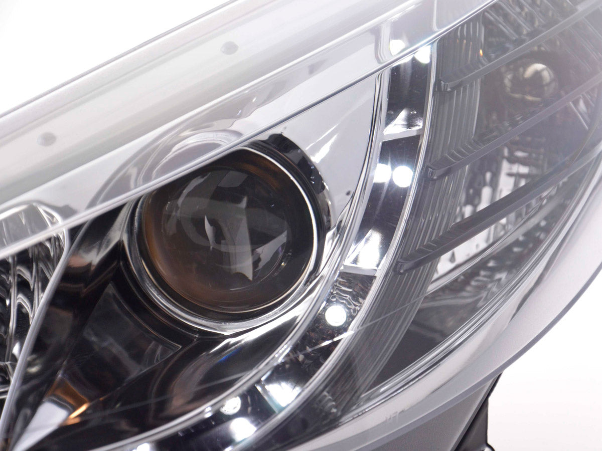 Headlight set Daylight LED DRL look Peugeot 207 06- chrome