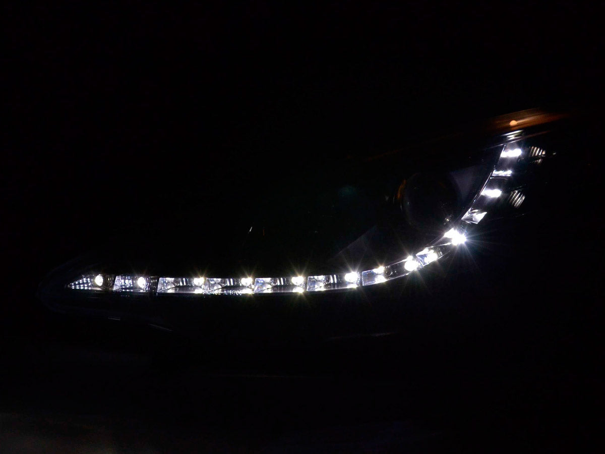 Headlight set Daylight LED DRL look Renault Megane 2 3/5-door 03-06 black