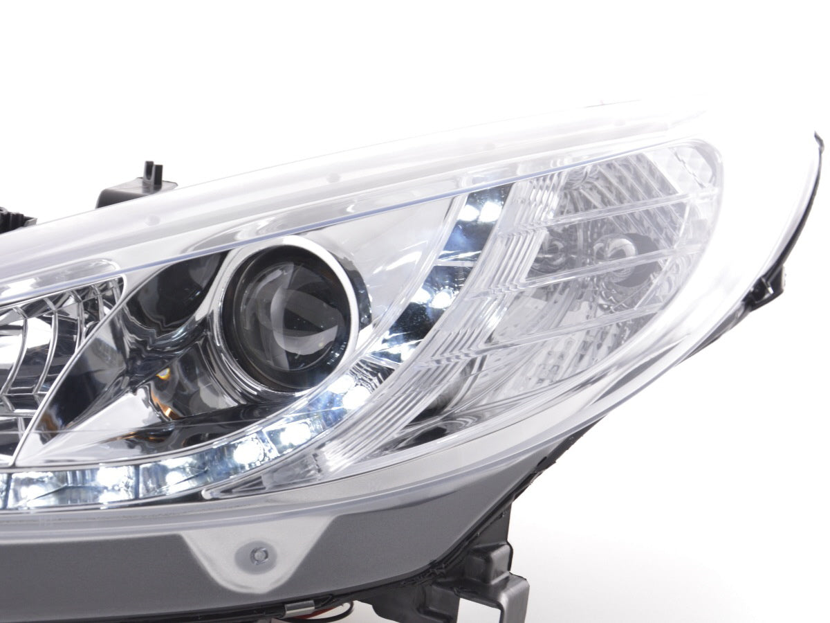 Scheinwerfer Set Daylight LED Tagfahrlicht Peugeot 207  06- chrom für Rechtslenker