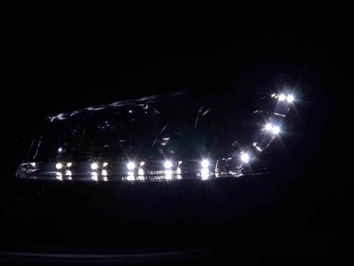 Headlight set Daylight LED DRL look Seat Ibiza Type 6J 08- chrome