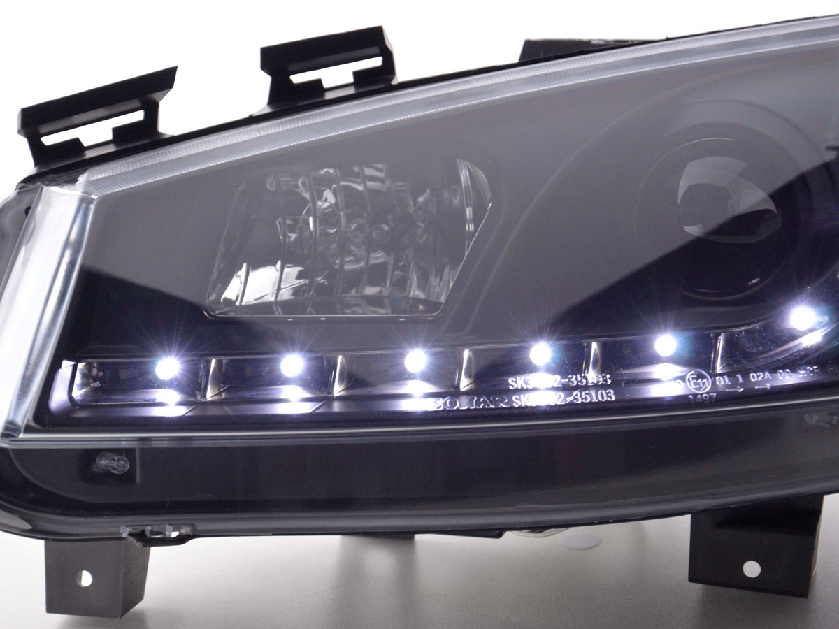 Headlight set Daylight LED DRL look Renault Megane 2 3/5-door 03-06 black