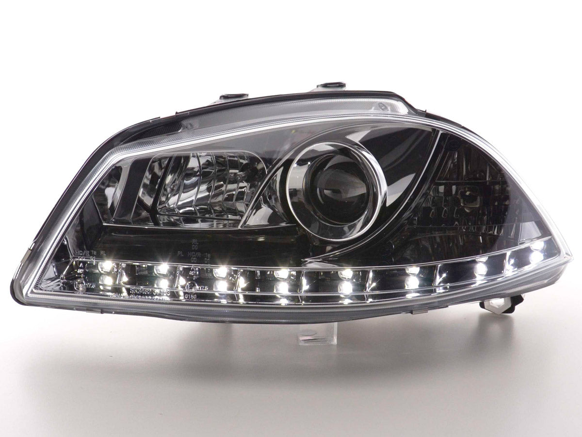 Headlight set Daylight LED DRL look Seat Leon Type 1M 99-05 chrome