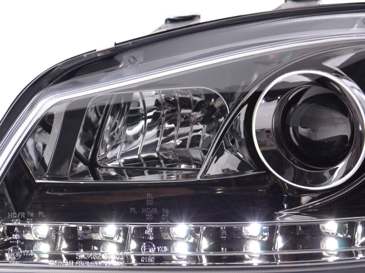 Headlight set Daylight LED DRL look Seat Ibiza Type 6L 03-08 chrome