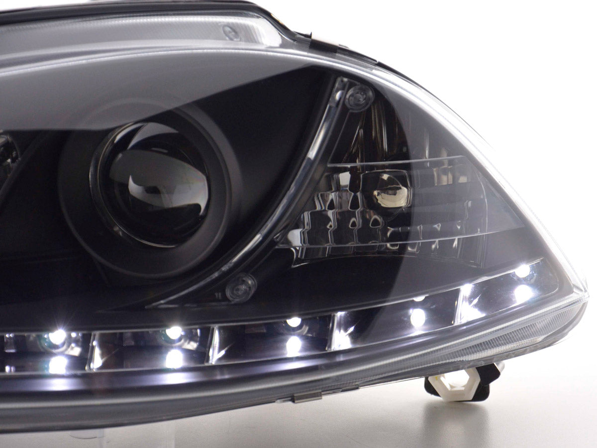 Headlight set Daylight LED DRL look Seat Ibiza Type 6L 03-08 black