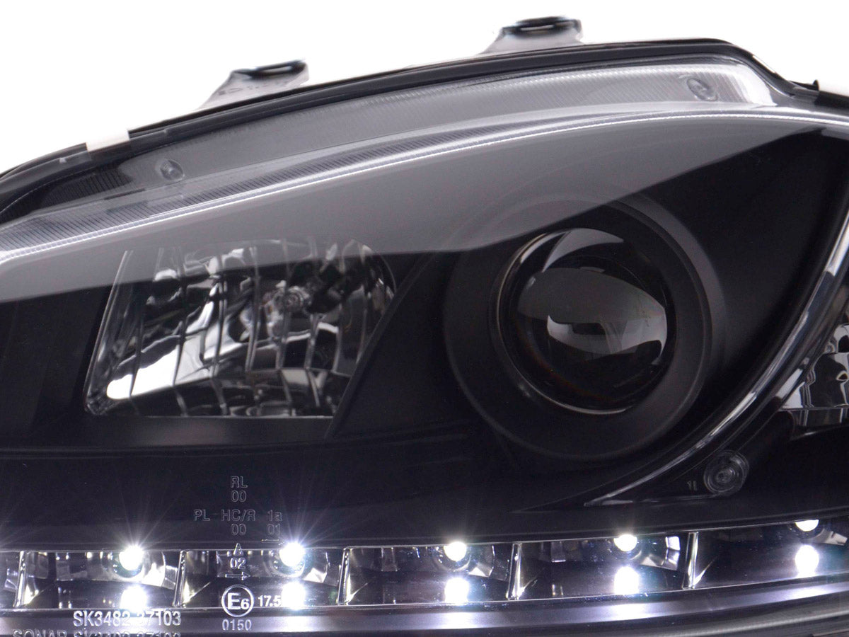 Headlight set Daylight LED DRL look Seat Ibiza Type 6L 03-08 black