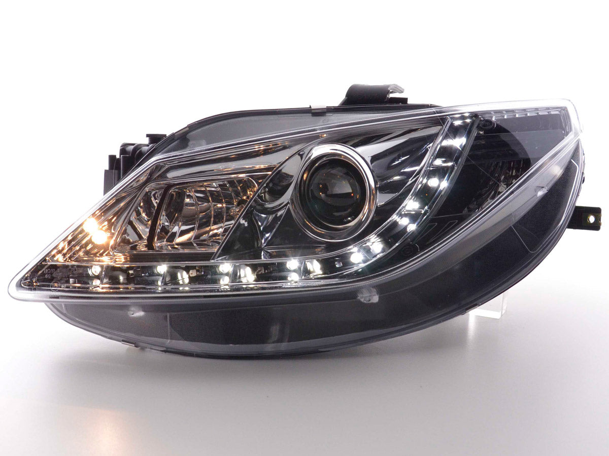 Headlight set Daylight LED DRL look Seat Ibiza Type 6L 03-08 black