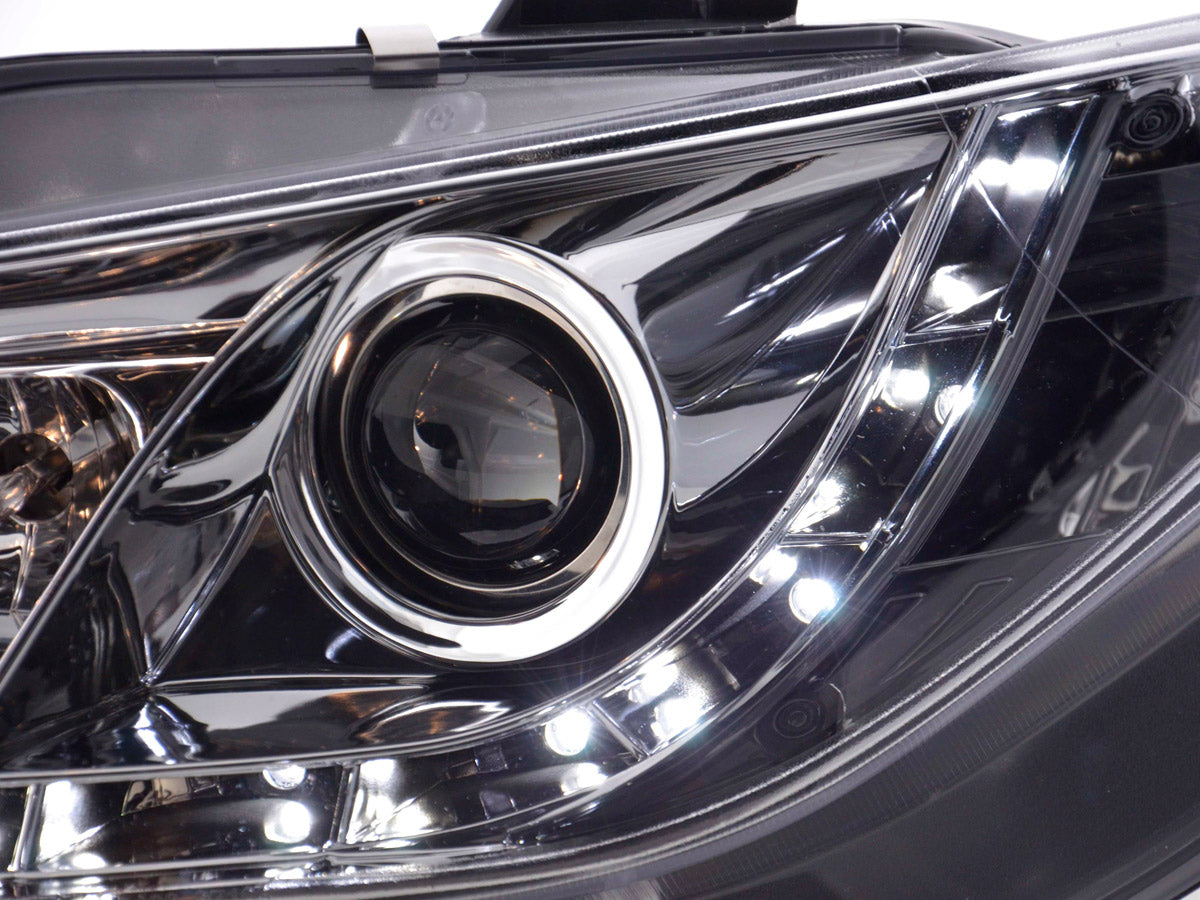 Headlight set Daylight LED DRL look Seat Ibiza Type 6J 08- chrome