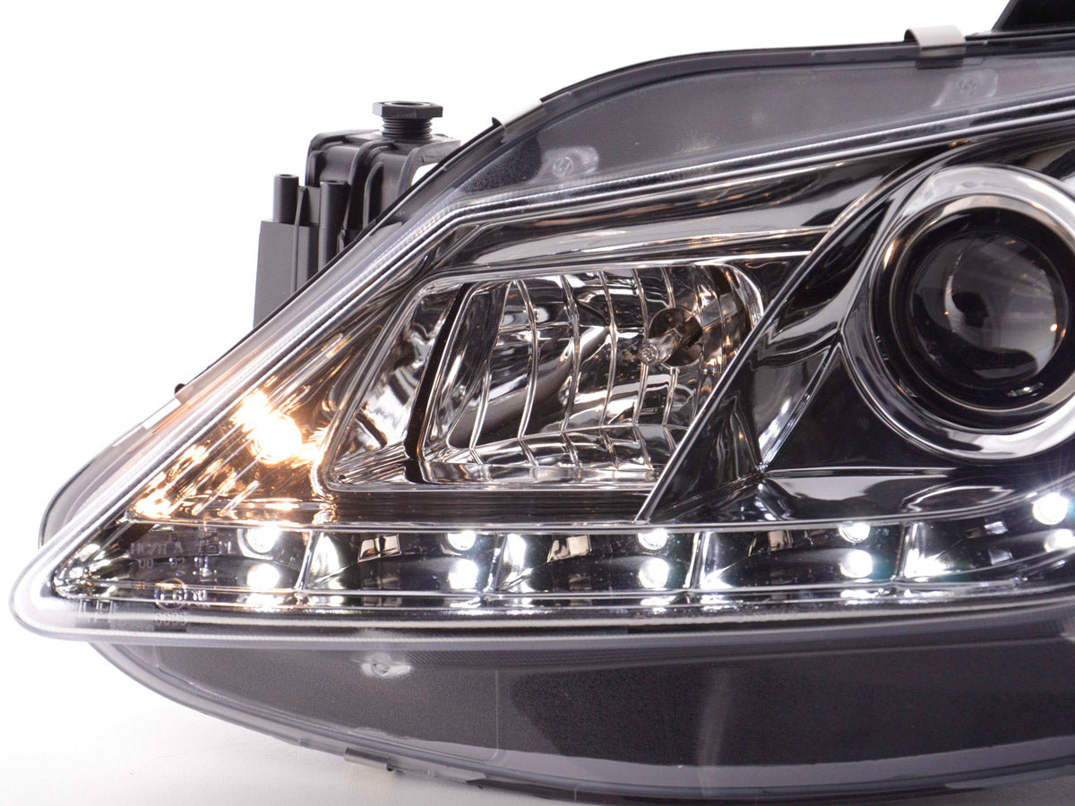 Headlight set Daylight LED DRL look Seat Ibiza Type 6J 08- chrome