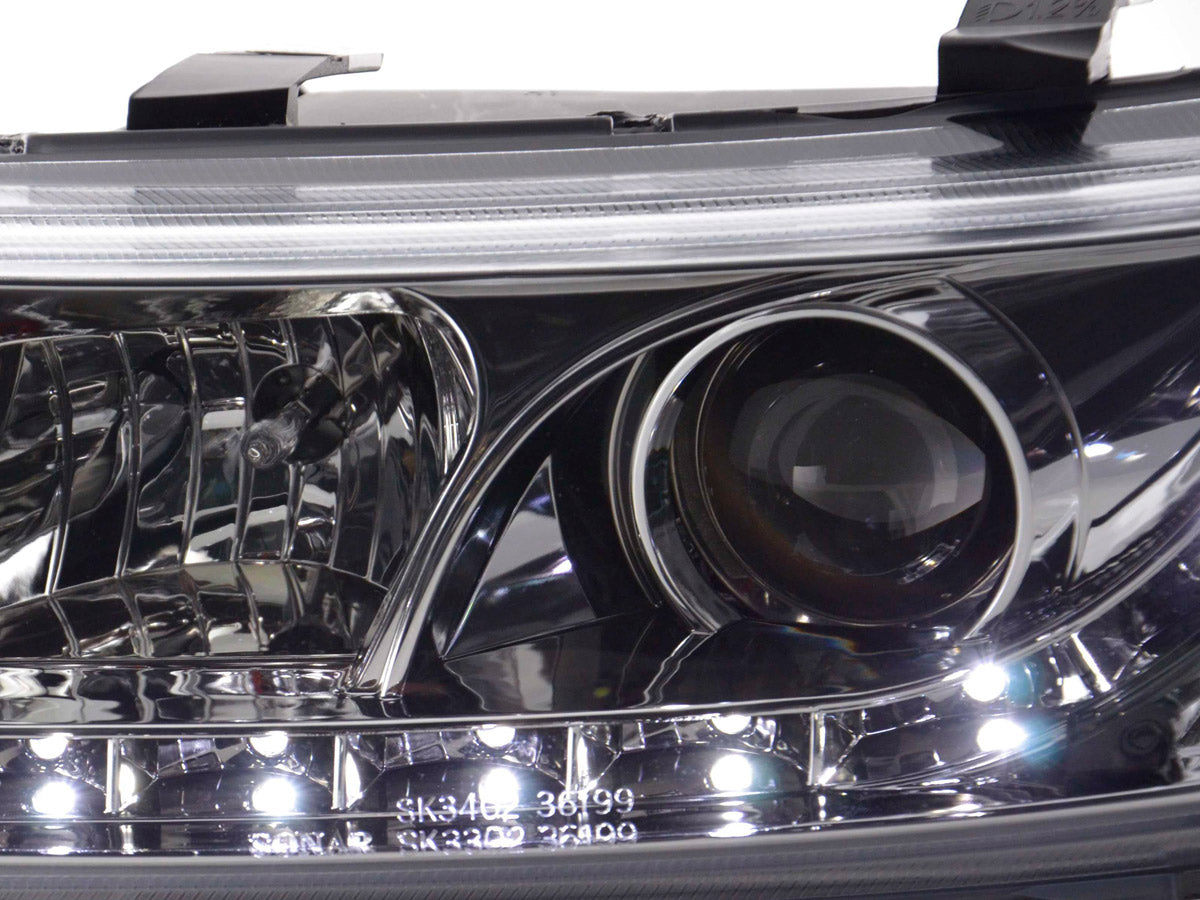 Headlight set Daylight LED DRL look Seat Leon Type 1M 99-05 chrome