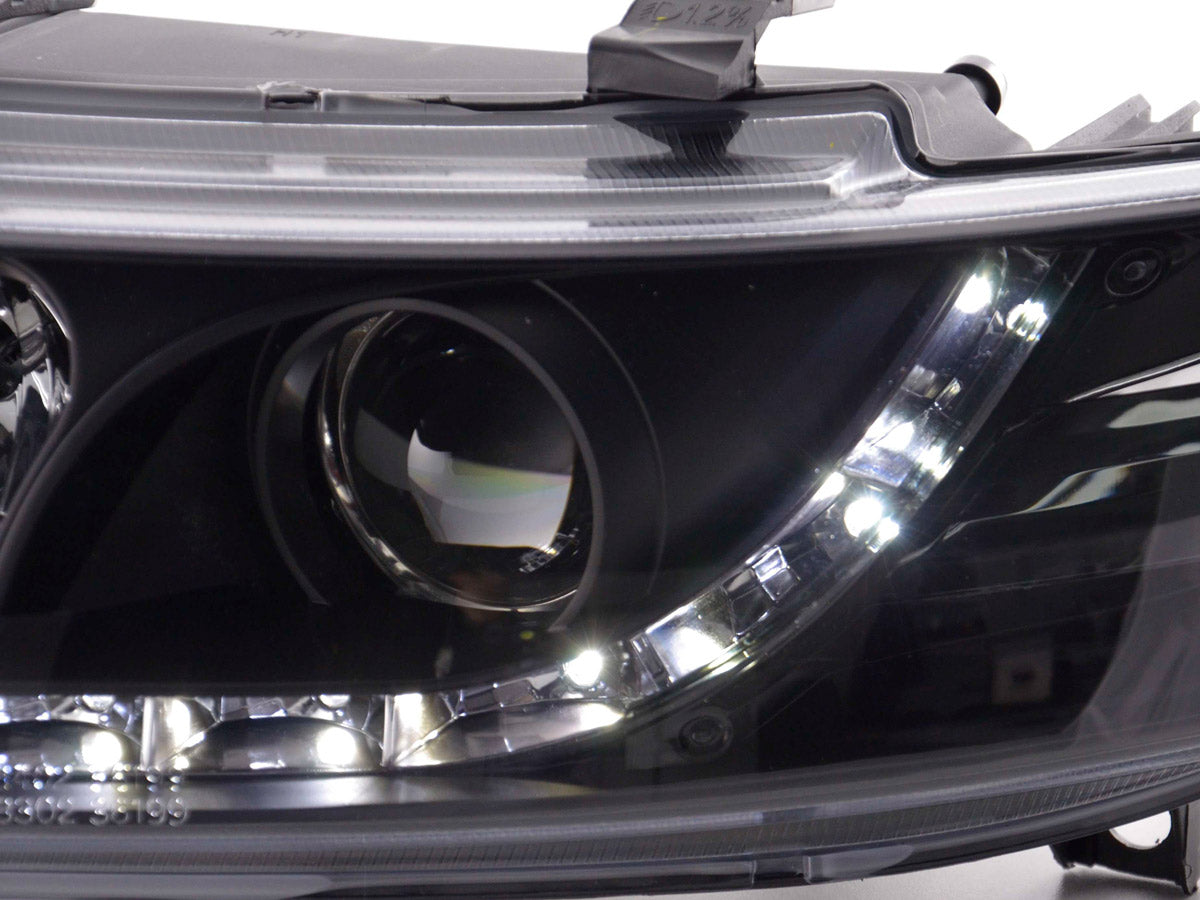 Headlight set Daylight LED DRL look Seat Leon Type 1M 99-05 black