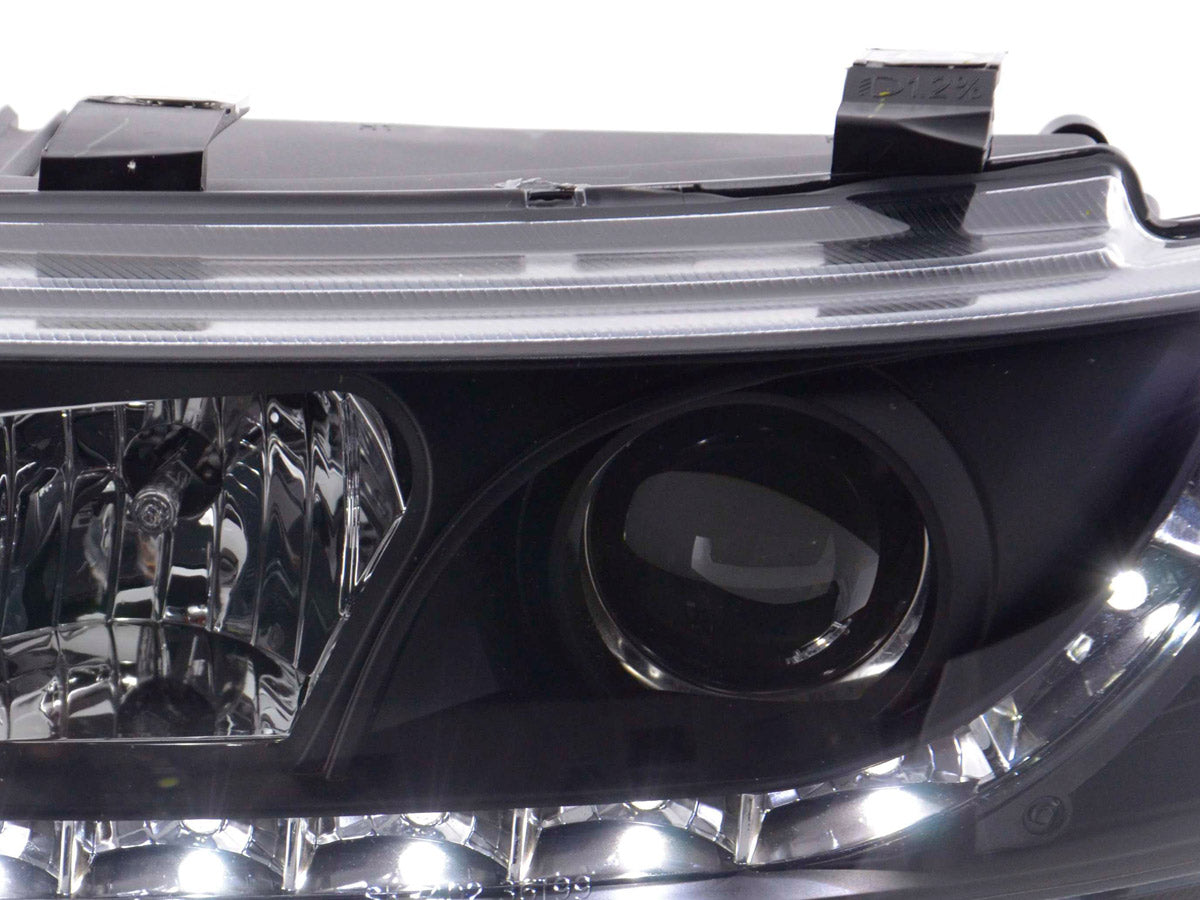 Headlight set Daylight LED DRL look Seat Leon Type 1M 99-05 black