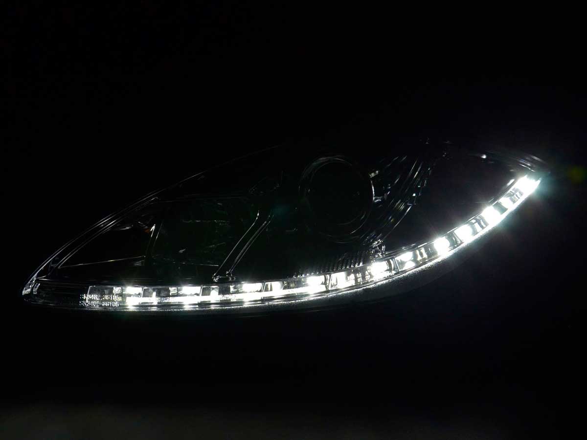 Headlight set Daylight LED DRL look Skoda Octavia Type 1U 01-04 chrome