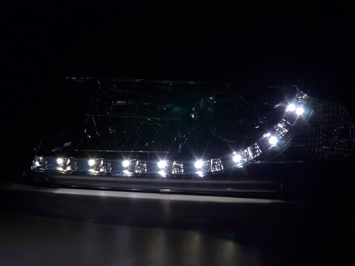 Headlight set Daylight LED DRL look Skoda Octavia type 1Z 04-08 black